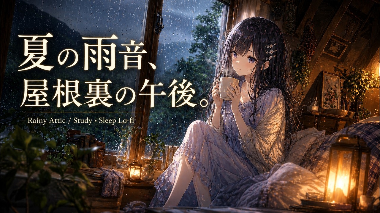 【フリーBGM】夏の雨音、屋根裏の午後。