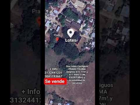 Venta Dos Lotes Contiguos PRADO TOLIMA Amplios 615.77m² y 617.94m² CON ESCRITURA-Acometidasservicios