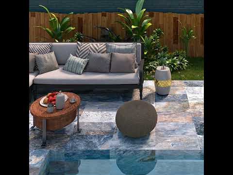 Carrelage sol extérieur effet Pierre de Bali Météor Mix bleu R11 30x60 cm