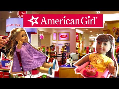 Shopping in American Girl Store Bitty Babies Toys , Doll Hair Salon and Baby Dolls Eat Restaurant