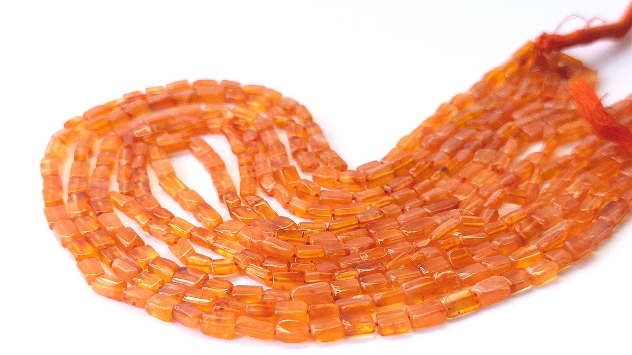 Carnelian | Smooth Rectangle | Various 3.5-4.5mm Bead Size | 37cm Strand Length video