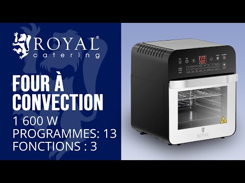 Vidéo - Four à convection - 1 600 W - 13 programmes - Grille, plaque, broche et lèchefrite comprises