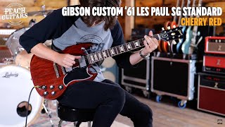 Video thumbnail for No Talking...Just Tones | Gibson Custom '61 Les Paul SG Standard Reissue Stop-Bar VOS Cherry Red by Peach Guitars