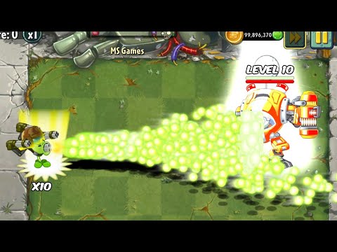 Every Plants x10 Max Level use 5 POWER UP Vs Z Mech (Phase 3) Zombie Level 20 - PvZ 2