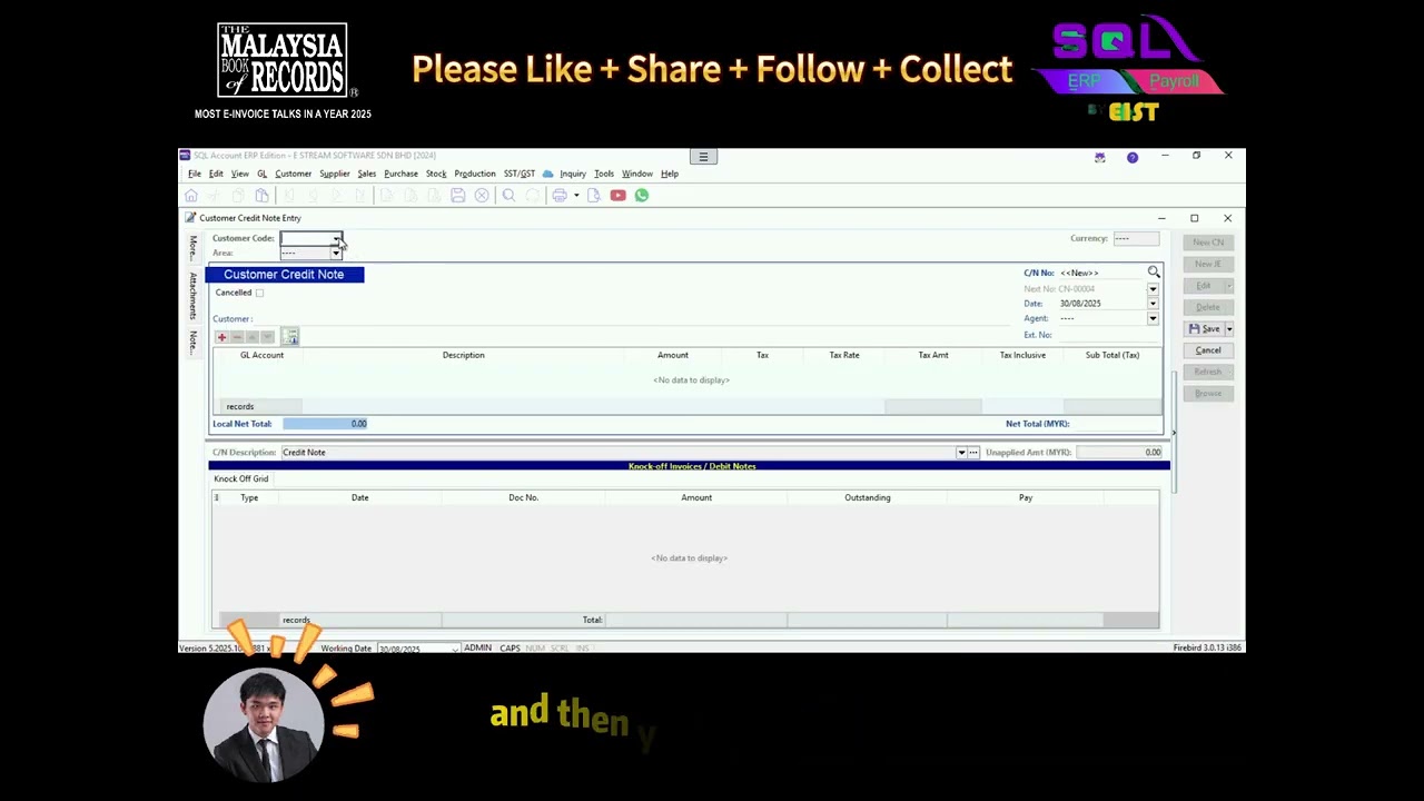 🧾 How to Create a Customer Credit Note in SQL Accounting