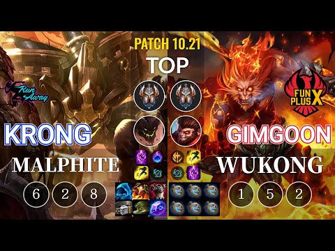 RNW KronG Malphite vs FPX GimGoon Wukong Top - KR Patch 10.21