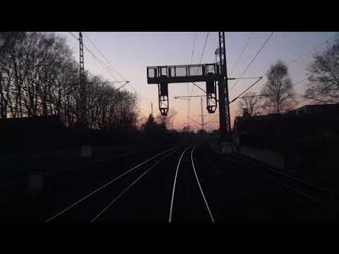 Büchen-Hamburg HBF Führerstandsmitfahrt in den Sonnenuntergang (BR 182)
