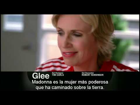 FOX promo still for Glee S1E15 The Power of Madonna with cast title card