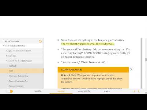 The Brave Little Toaster READING & VOCABULARY GRADE 8