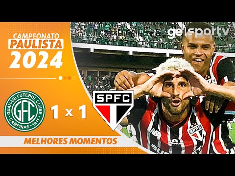 Gols e lances de Guarani x São Paulo