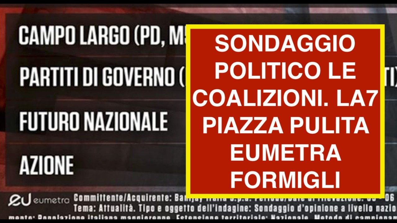 SONDAGGIO POLITICO LE COALIZIONI. LA7 PIAZZA PULITA EUMETRA FORMIGLI
