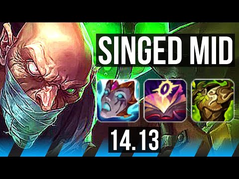SINGED vs TRISTANA (MID) | 22/1/7, Legendary, Quadra, Rank 6 Singed, 33k DMG | TR Master | 14.13
