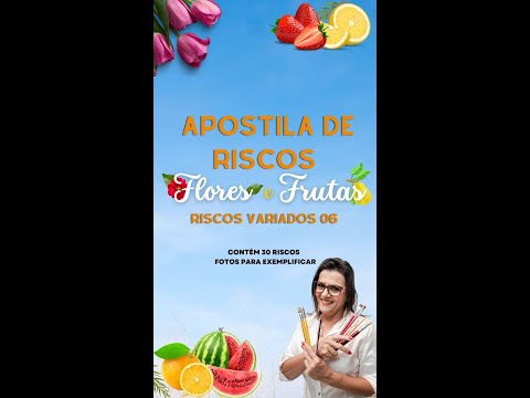 Apostila de riscos de Flores e Frutas para pintura em tecido