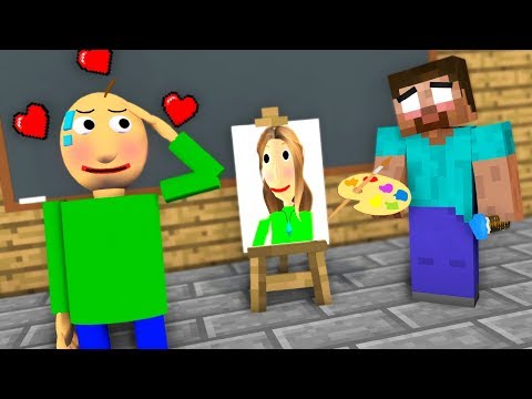 Monster School : Drawing A BALDI GIRL CHALLENGE - Minecraft Animation