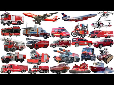 Fire and Rescue Vehicle - Fire Truck, Rescue Trucks, Bus, Helicopter and Ambulance Learning Video