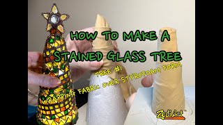 How to make a Stained Glass Tree- Tree #1 wrapping fabric over styrofoam form