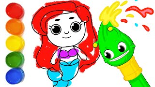 Let's paint ARIEL! | Cartoons for Kids | Groovy the Martian