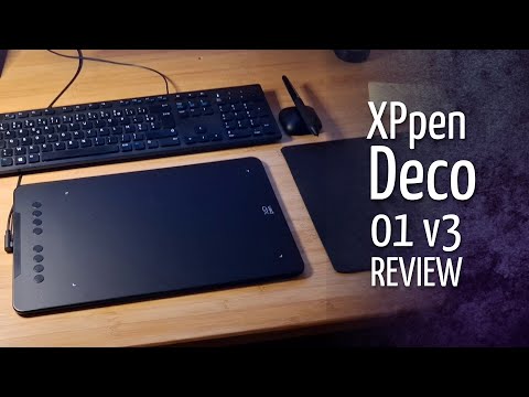 XPPen Updated Deco 01 V3 Drawing Tablet, 16384 Pressure Sensitivity, 8 Custom Shortcuts, 220 Report Rate for OSU Drawing Pad, Remote Teaching & Animation, Compatible with Android, Windows, macOS video review thumbnail