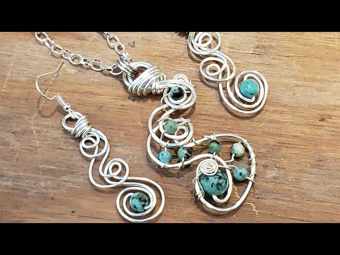 Simple Swirl Silver Earrings/Necklace Set - Eps 220