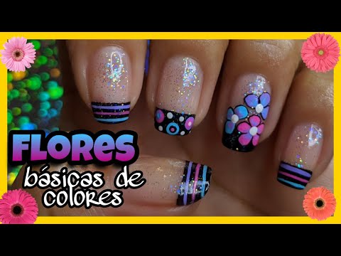DECORACIÓN DE UÑAS FLORES, LÍNEAS Y PUNTOS FÁCIL ♥ NailArt By Andy