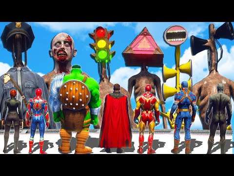 Team Avengers FULL FOUND Giant Angry Siren Head Army #2 - Spider Man & Hulk & Thor