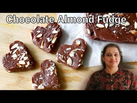 Chocolate Almond Fudge | how to make chocolate fudge at home | fudge recipe with condensed milk