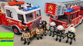 Playmobil Feuerwehr Vergleich US Tower Ladder und Leiterfahrzeug seratus1 unboxing