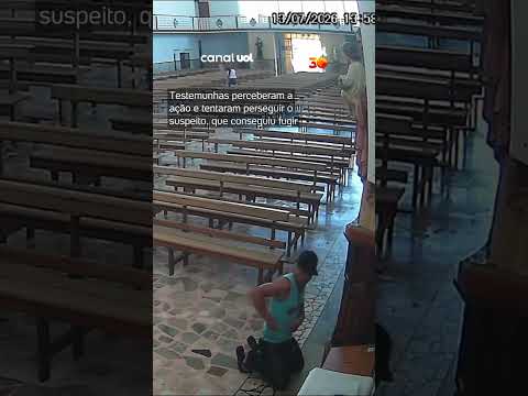 Homem reza antes de arrombar cofre e furtar igreja em Minas Gerais