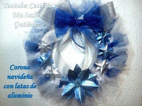 Cómo hacer una corona navideña con cartón y decorarla con flores de latas de aluminio
