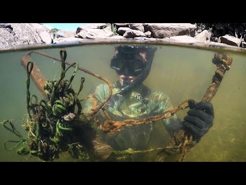 Found Knife, Fishing Gear, Anchors and More Underwater in River! (Snorkeling) | DALLMYD