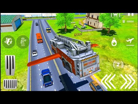 Real Flying Fire Truck Robot Simulator | Android gameplay