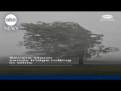 Severe thunderstorm sends fridge rolling