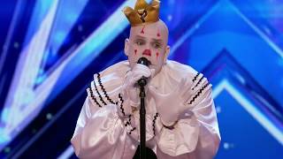 Party Sad Clown Stuns Crowd with Sia&#39;s Chandelier - America&#39;s Got Talent 2017