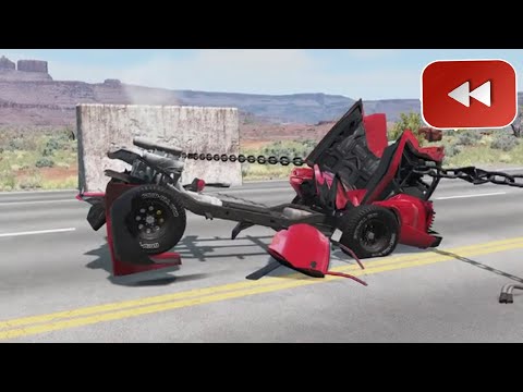 Reverse Cars vs Chain – BeamNG Drive#28
