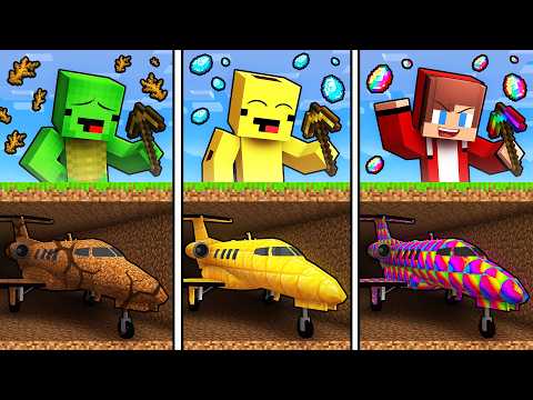 Mikey & JJ & Banana Kid: POOR vs OP Underground Plane Battle - Minecraft Maizen