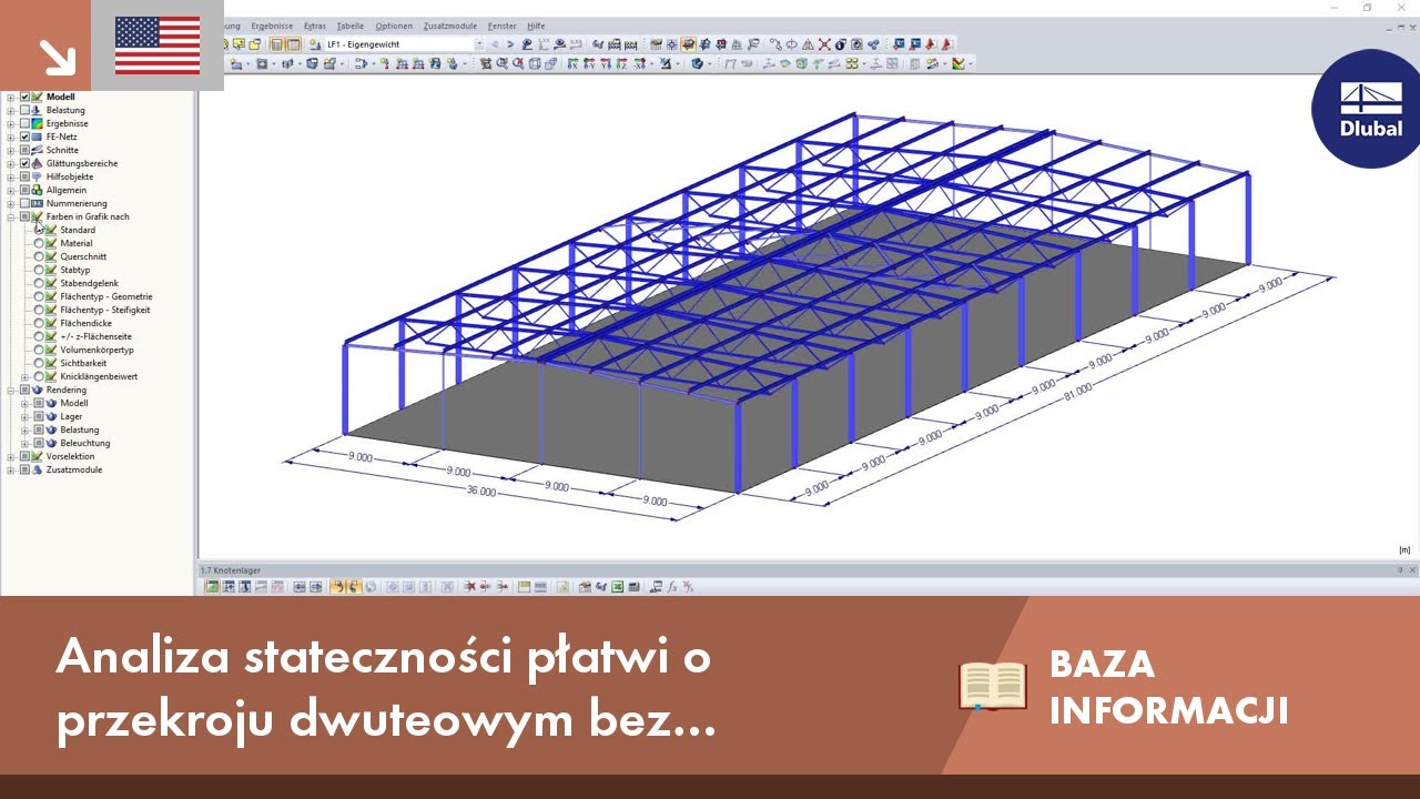 KB 001649 | Analiza stateczności płatwi o przekroju dwuteowym bez podparcia bocznego i skrętnego