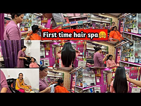 First time hair spa experience yenchand🤗/My hair care journey😍/beauty parlourd e salila offer undu💝😇