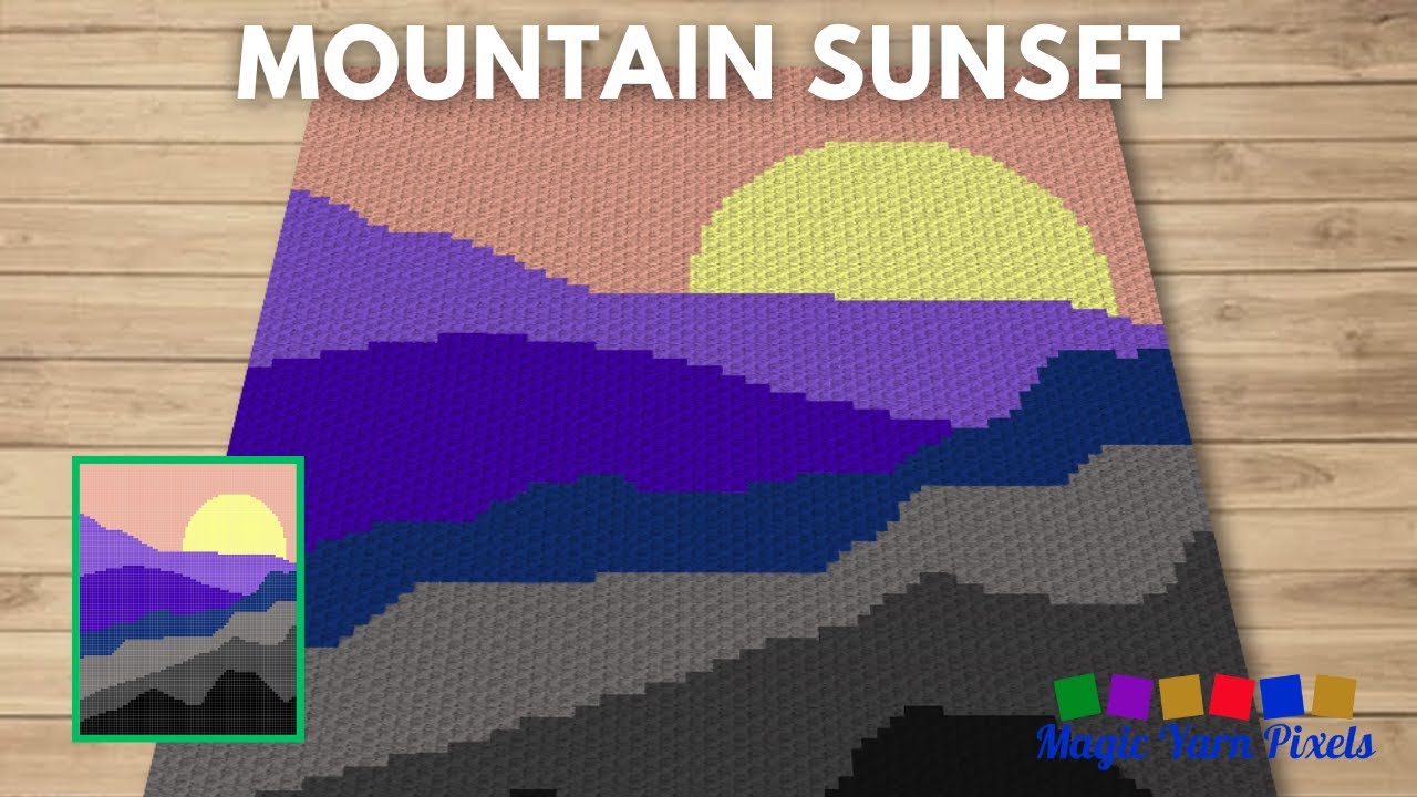 FREE GRAPH Mountain Sunset C2C & Tapestry Crochet Pattern | Magic Yarn Pixels