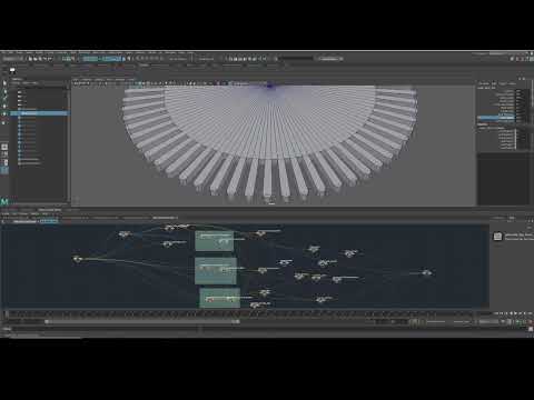 Procedural geometry and inter locking gear system using Bifrost in Maya