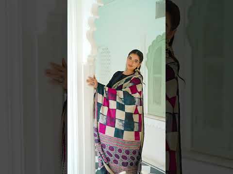 Elegant Chanderi Printed Saree with Temple Border & Matching Blouse