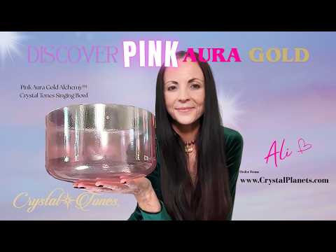 Pink Aura Gold Crystal Tones® Alchemy Crystal Singing Bowl 9" C#+30