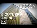 Lisbon S 5 De Outubro Avenue Winter Walk Train Station Entre Campos 4K 60fps ASMR Portugal 2021