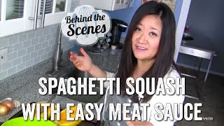 Spaghetti Squash with Easy Meat Sauce - Behind the Scenes (3/30/14) | Chef Julie Yoon