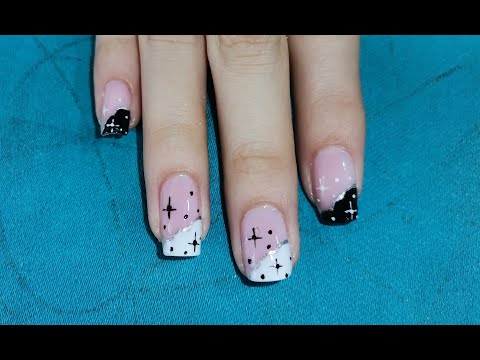 DISEÑO DE UÑAS EN BLANCO Y NEGRO FACIL DE HACER – FRENCH NAIL ART – NLC