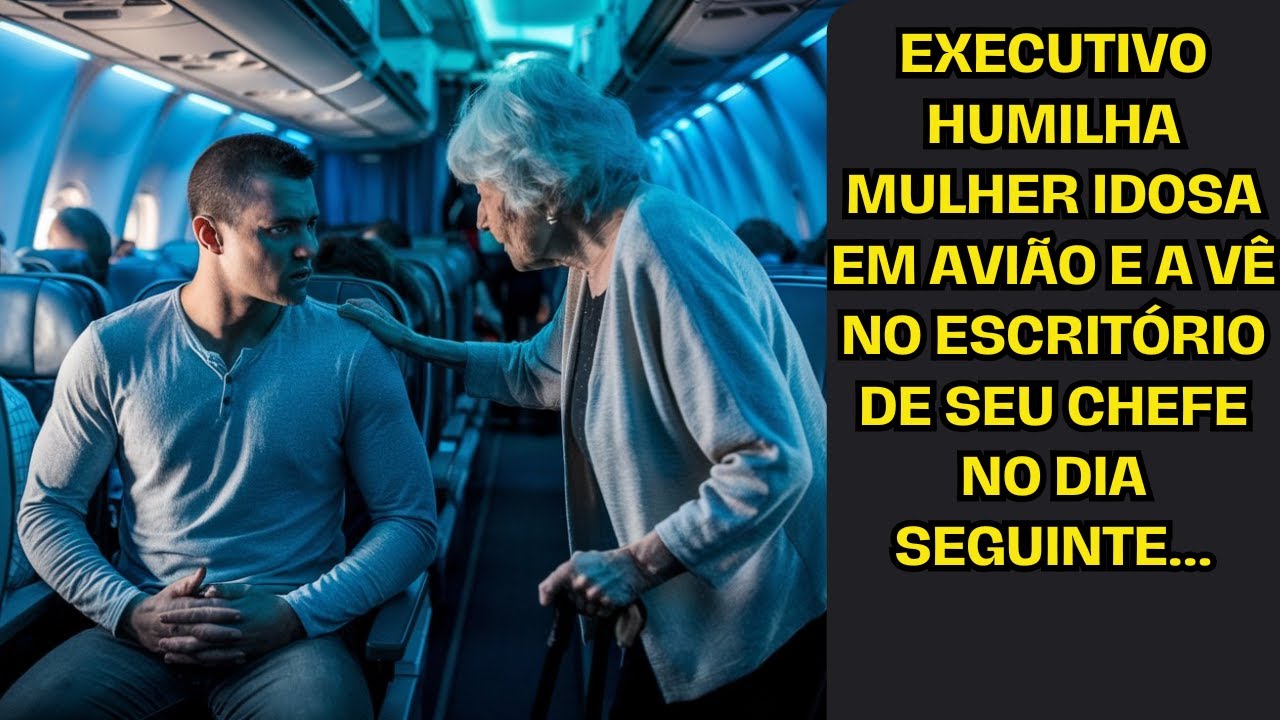 Executivo humilha mulher idosa em avião e a vê no escritório de seu chefe no dia seguinte...
