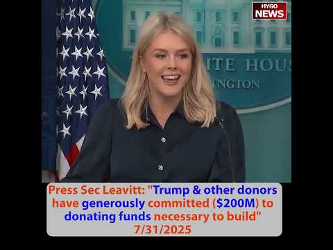 Leavitt: ban Congress stock trading Pelosi $174K $413M 70%; Trump & donors $200M build WH ballroom