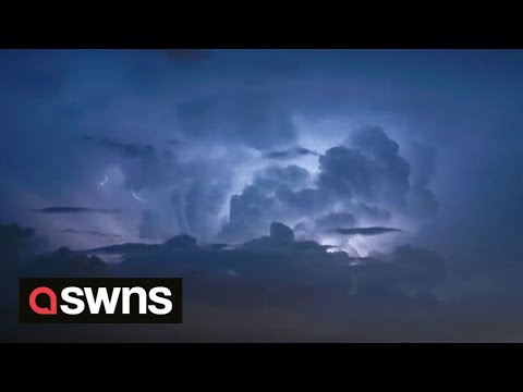 Stunning time-lapse footage captures a lightning storm swirling over Montpellier in France | SWNS