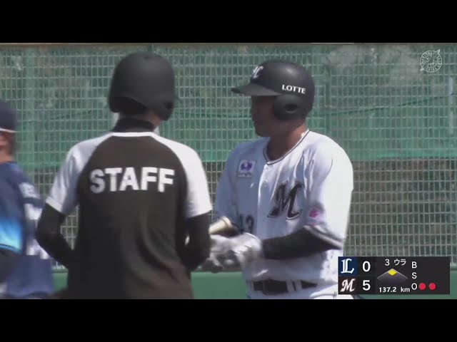 【ファーム】マリーンズ・石垣雅海 ライトへのタイムリー2ベースを放ちライオンズを突き放す!! 2025年3月22日 千葉ロッテマリーンズ 対 埼玉西武ライオンズ