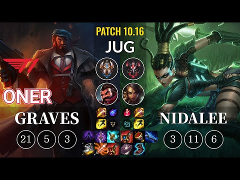 T1 Oner Graves vs Nidalee Jungle - KR Patch 10.16
