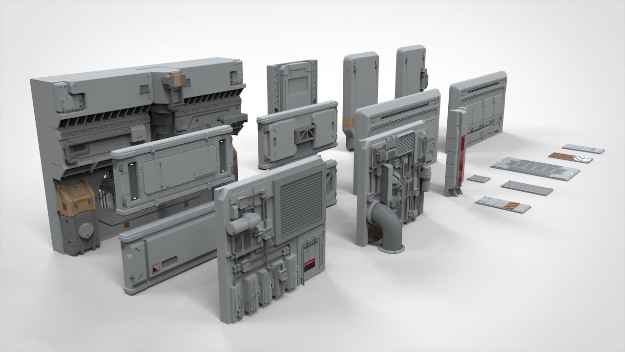Sci-fi architecture kitbash 8 3D Model